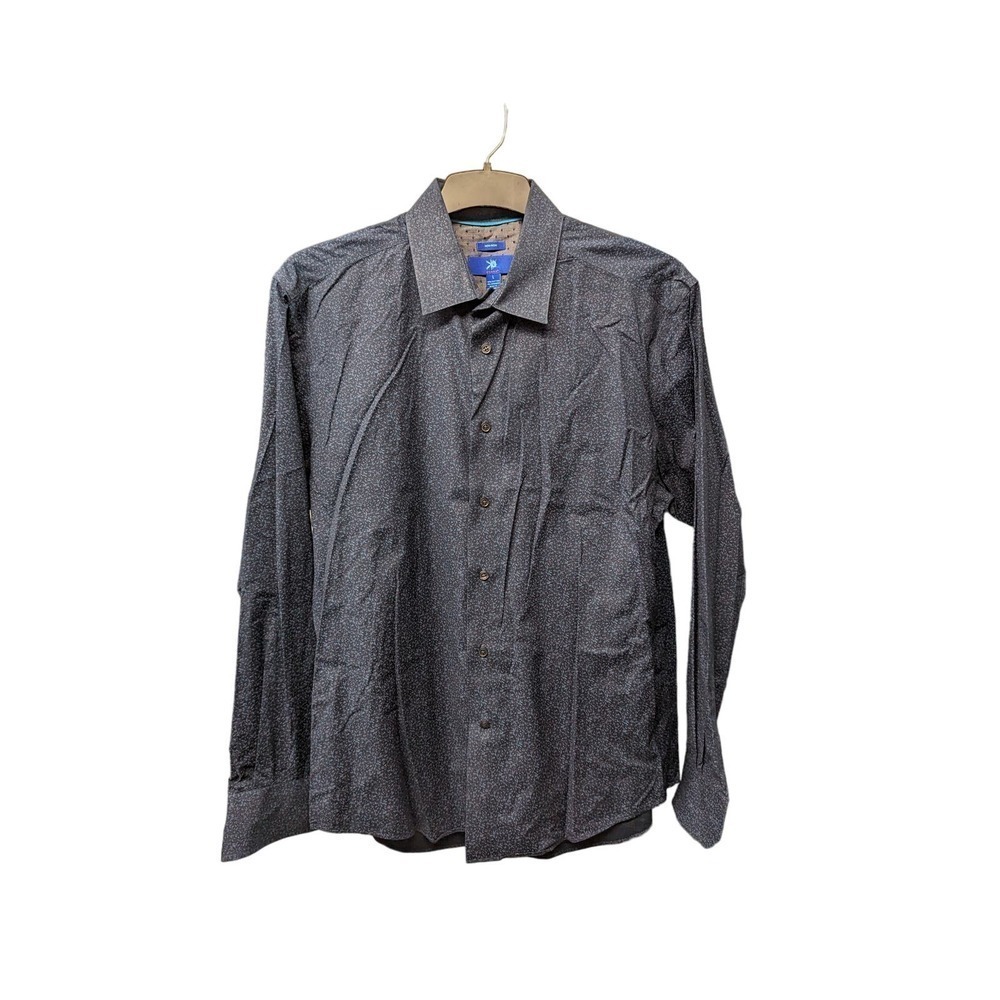 EGARA Large Shirt Non Iron‎ Micro Print Button Front Long Sleeve Dressy